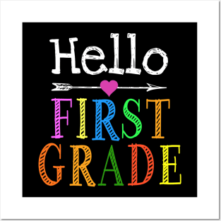 Hello 1st Grade First Day Of Back To School Teacher Student Posters and Art